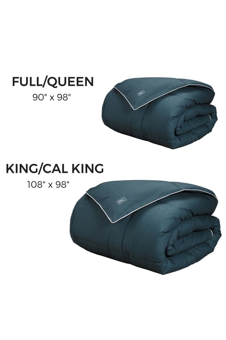 All Season Gel Fiber Down-Alternative Comforter, Alternate, color, NAVY/TEAL WITH WHITE CORD