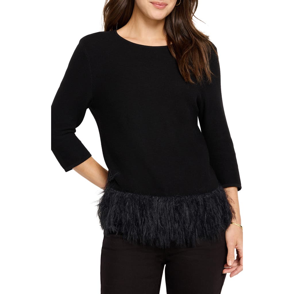 NIC+ZOE Feather Fringe Sweater in Black Onyx