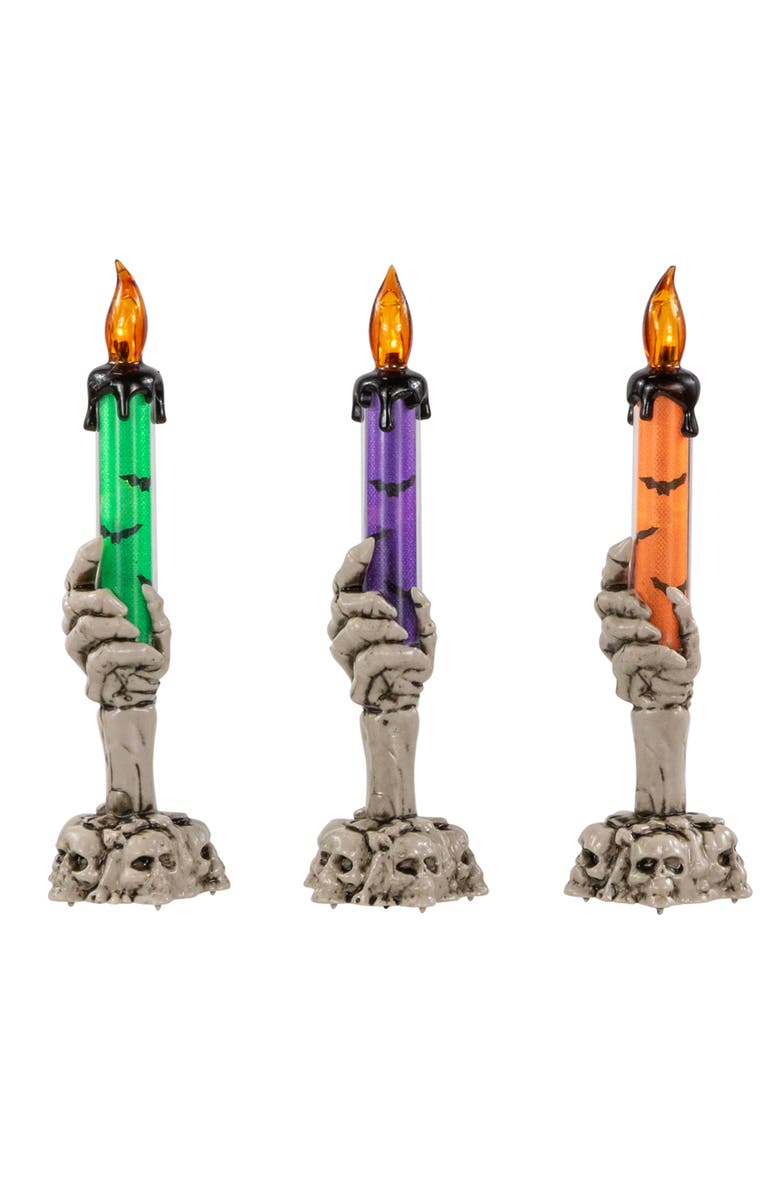 Northlight LED Skeleton Hand Halloween Candles - 8.25" - Set of 3, Main, color, 