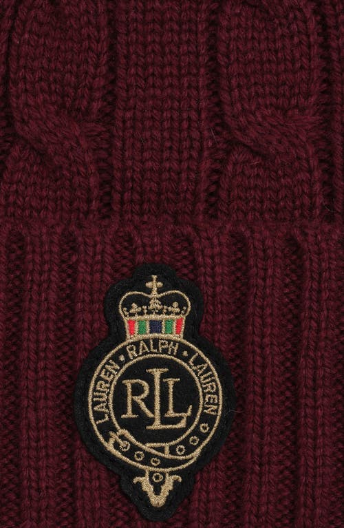Lauren Ralplh Lauren Cable Crest Patch Hat In Burgundy