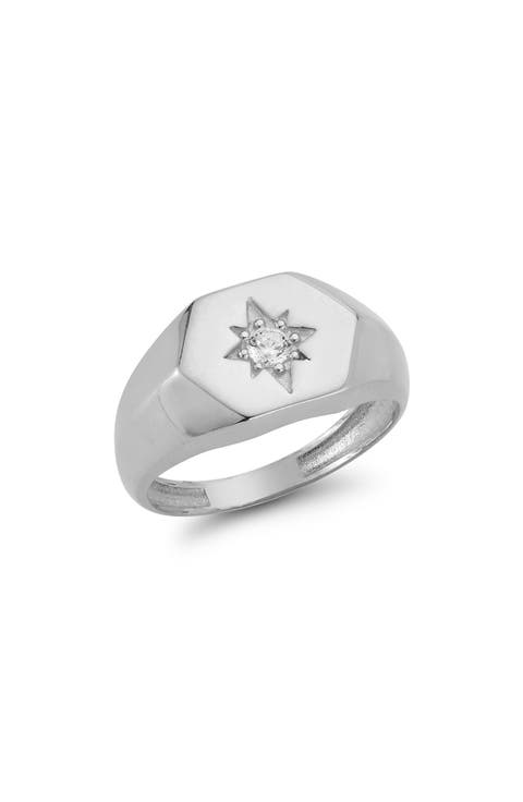 Cubic Zirconia Star Signet Ring