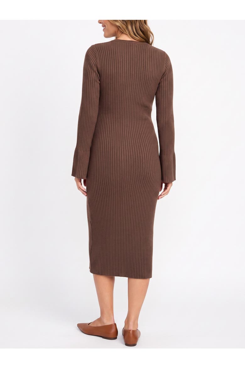 Long Flared Sleeve Midi Sweater Dress, Alternate, color, French Roast