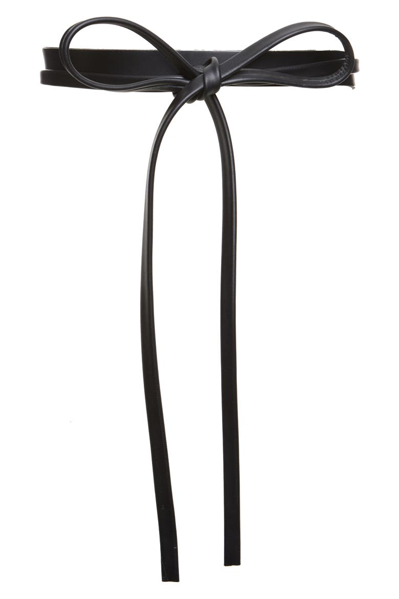 Skinny Leather Wrap Belt, Main, color, BLACK