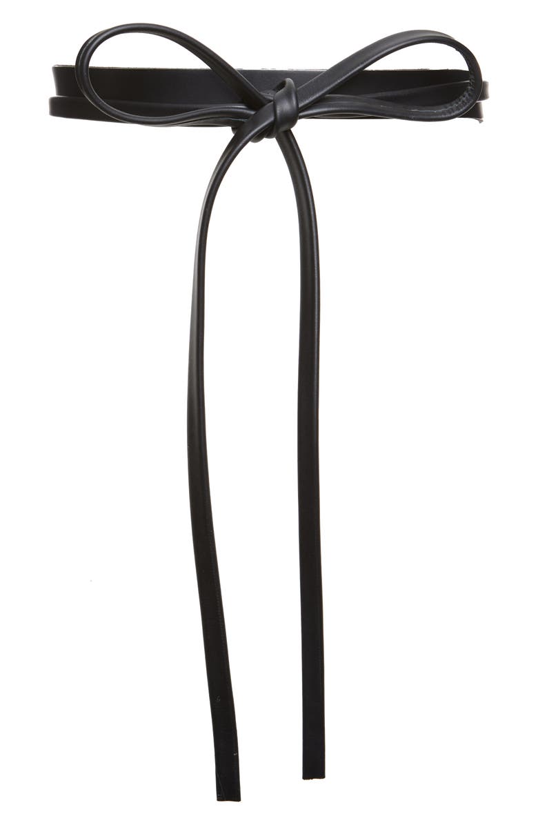 Ada Skinny Leather Wrap Belt, Main, color, Black