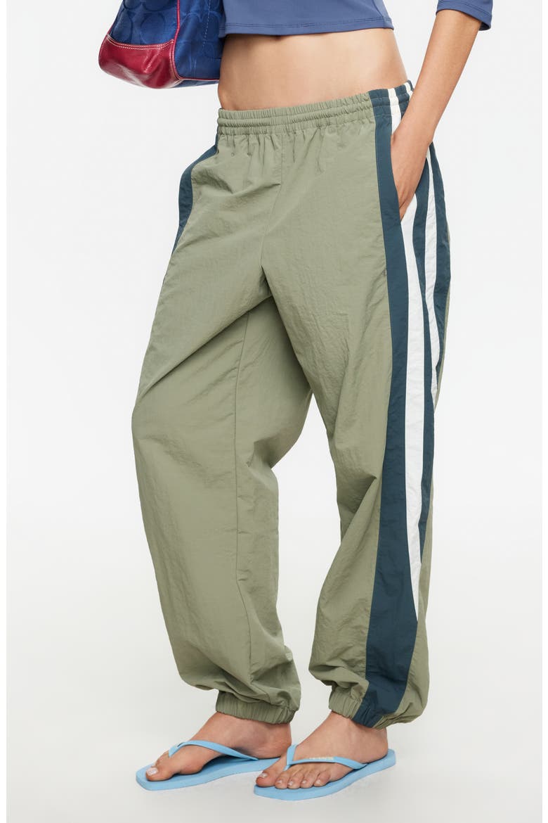 Aniston Striped Nylon Pants, Alternate, color, KHAKI
