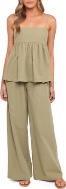 Petal & Pup Jessica Cotton Babydoll Camisole & Wide Leg Pants Set