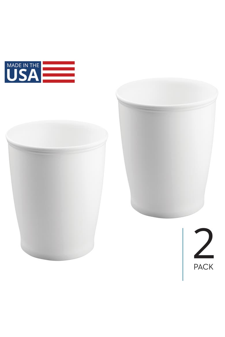 Kent Small Round Plastic Trash Can, 1.6 Gallon, 2-Pack, White, Alternate, color, White