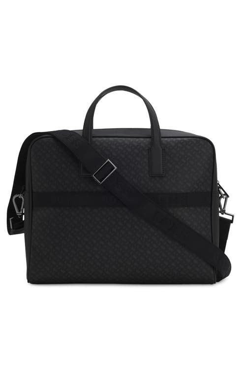 Hugo Boss Monogram Logo-plaque Top-handle Leather Messenger Bag In Black
