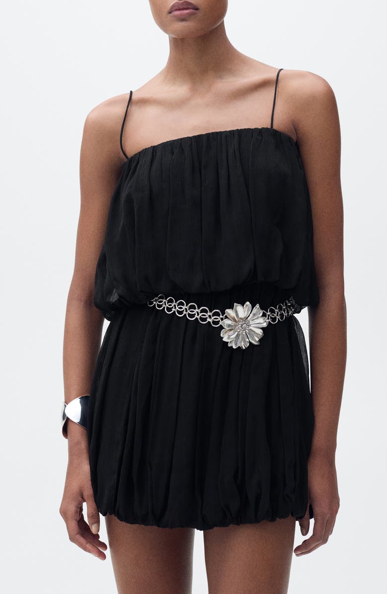 MANGO Blouson Minidress, Main, color, Black