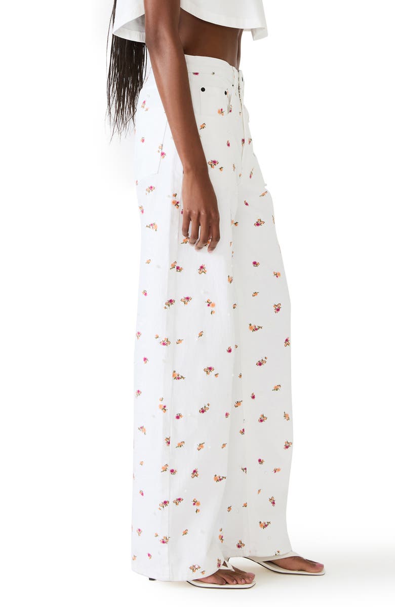 Steve Madden Sydnee Floral Straight Leg Jeans, Alternate, color, Antique