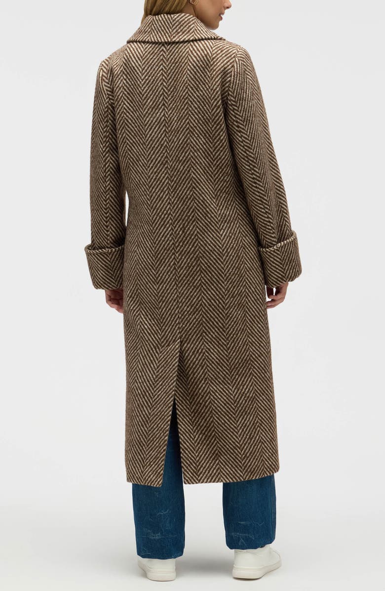 NVLT Oversize Chevron Double Breasted Coat, Alternate, color, Chocolate/ White