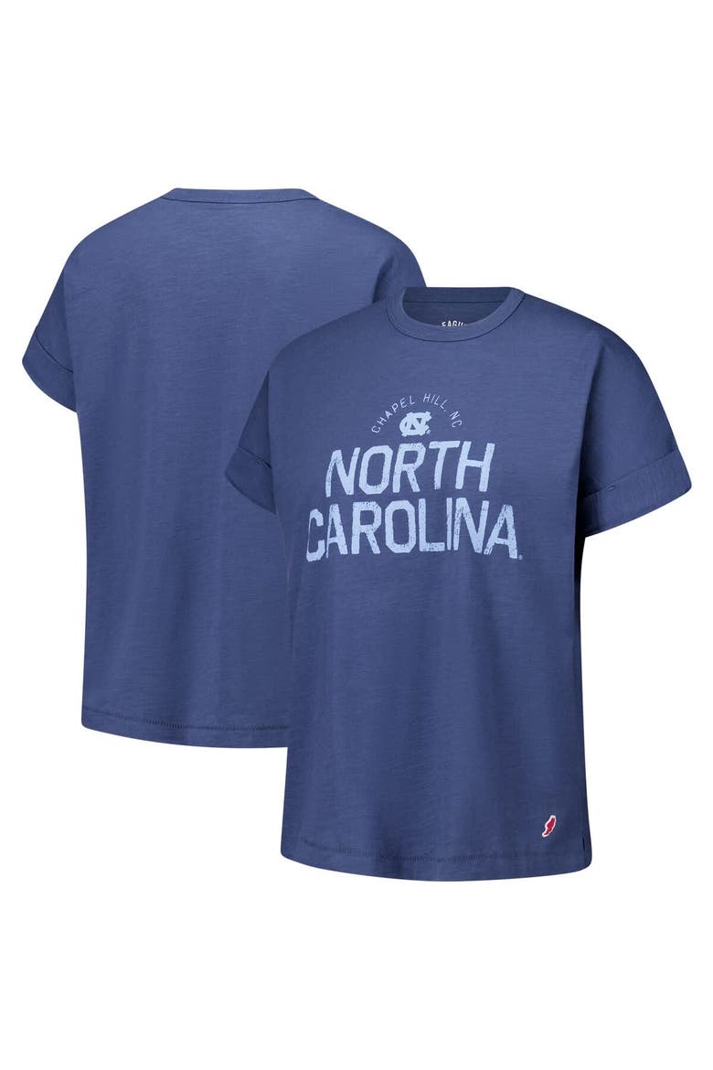 Women's League Collegiate Wear Navy North Carolina Tar Heels Slub Rolled Cuff T-Shirt, Alternate, color, Navy