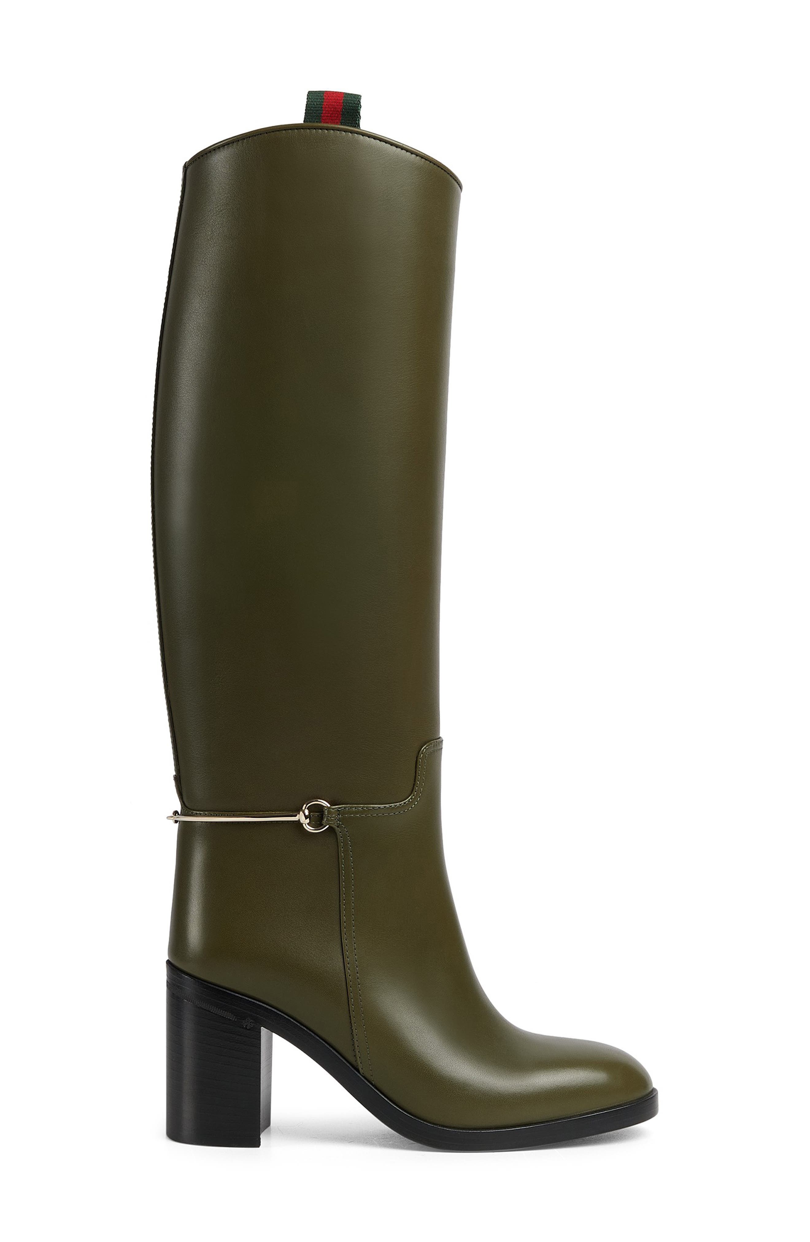 Gucci Horsebit Knee High Boot, Alternate, color, Dark Green