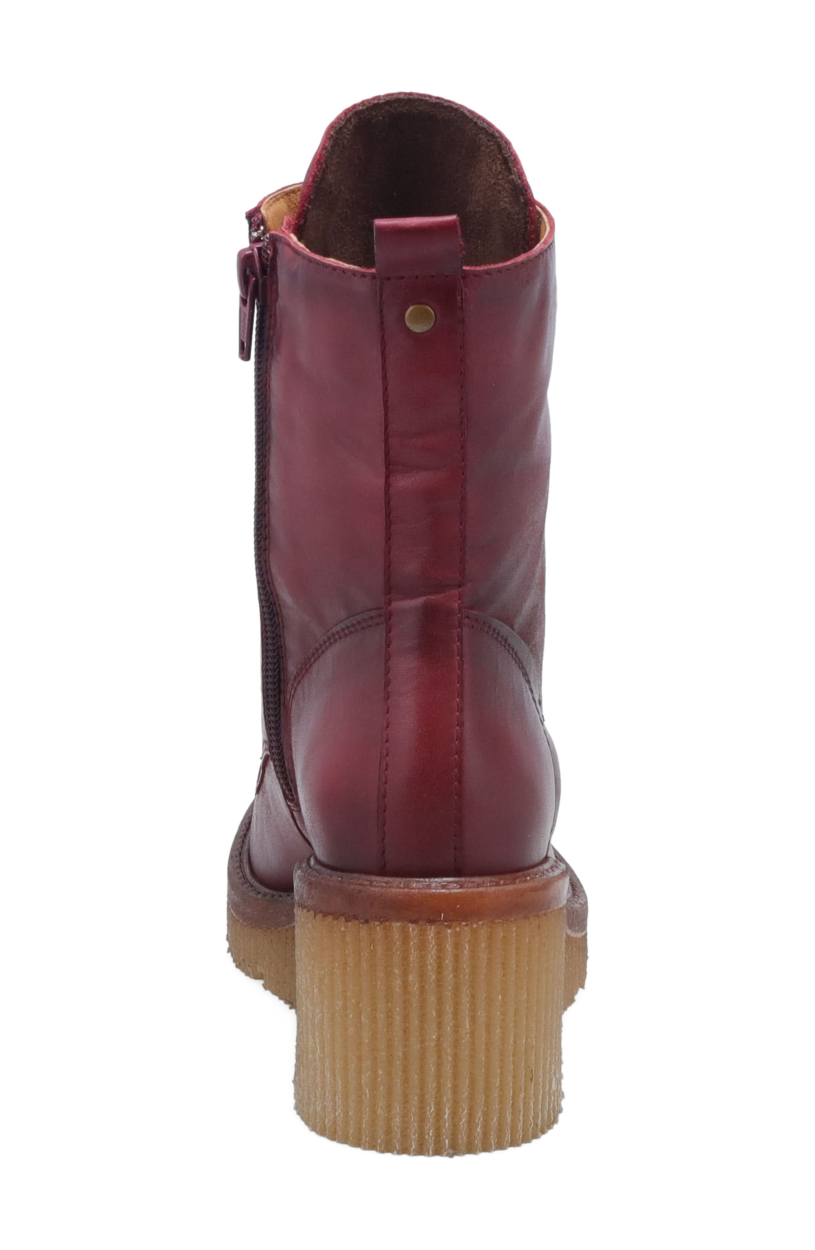 Adrienn Leather Wedge Bootie, Alternate, color, BORDEAUX