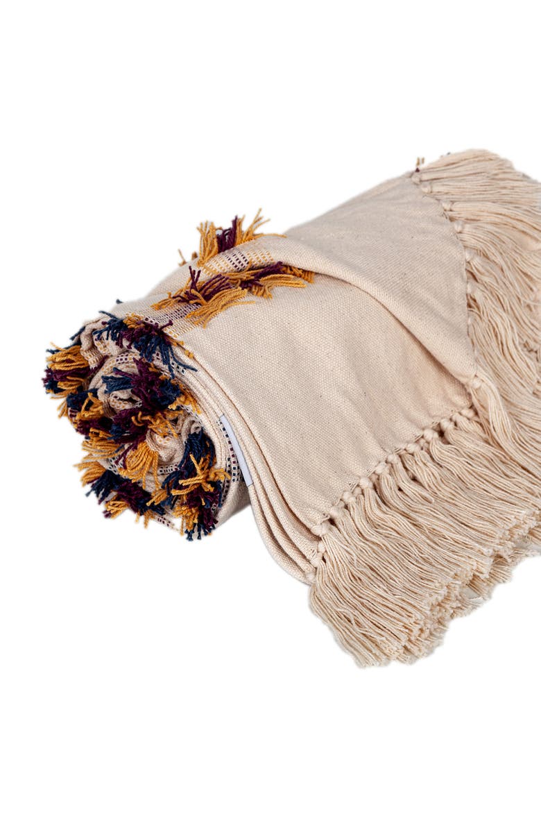 PARKLAND COLLECTION Tomoko Fringe Throw Blanket, Alternate, color, Beige Multi