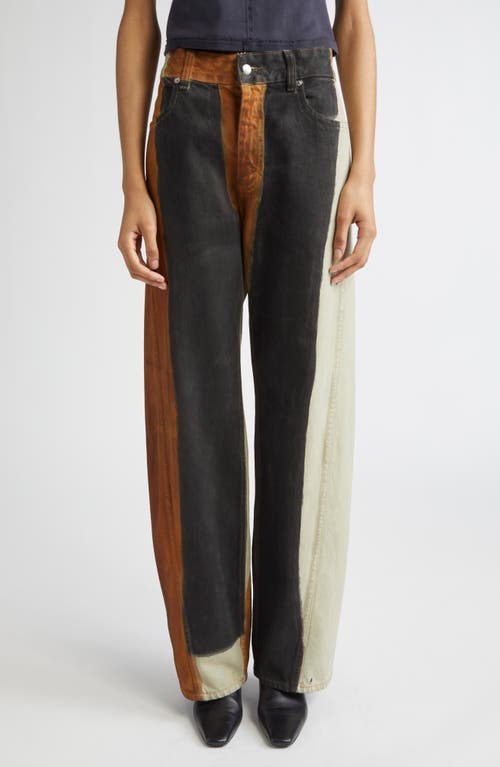 Eckhaus Latta Bend Colorblock Twisted Seam Jeans In Blue