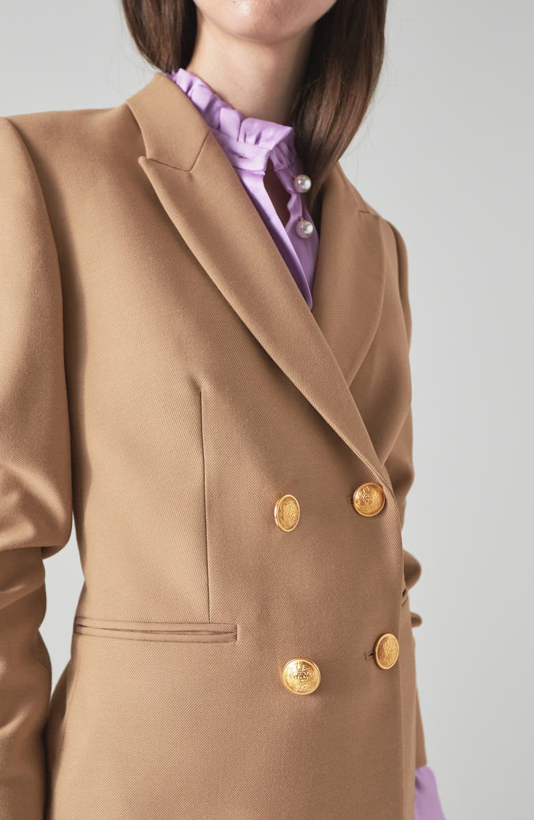 LK Bennett Mariner Double Breasted Blazer, Alternate, color, Camel