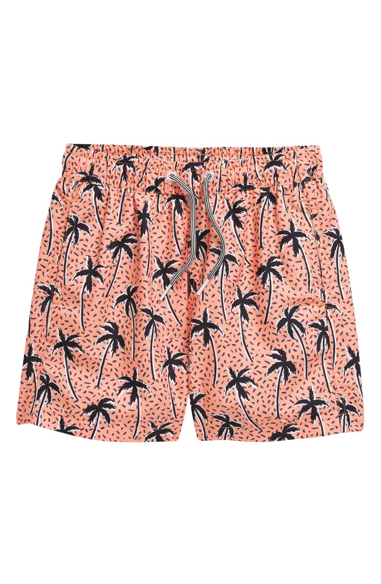 Boardies Kids' Flair Palm Print Swim Trunks, Main, color, Orange