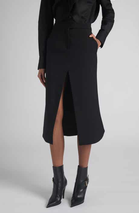 Kick Back Wool Stretch Gabardine Midi Skirt