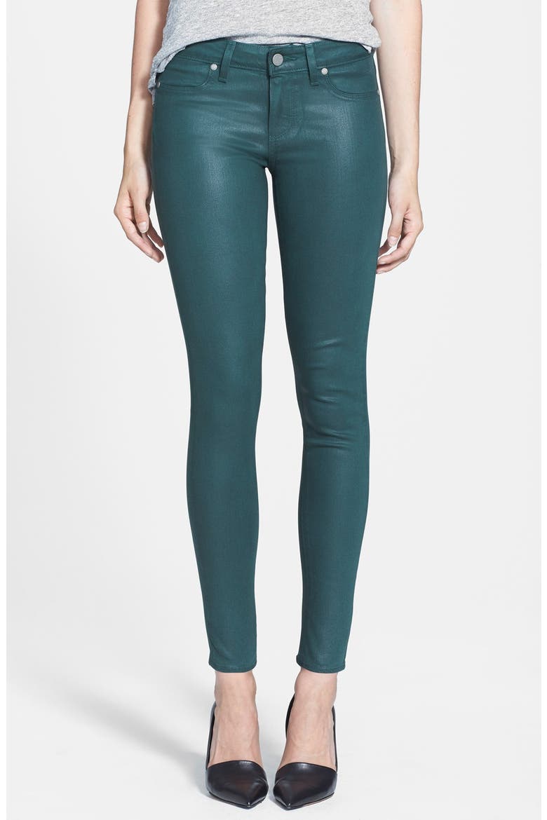 Denim 'Verdugo' Coated Ultra Skinny Ankle Jeans, Main, color, FOREST SILK