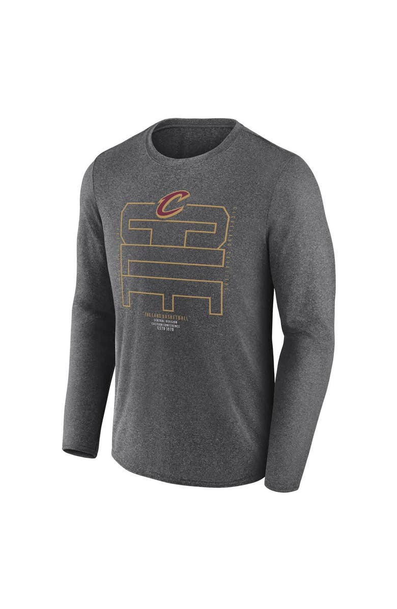 FANATICS Men's Fanatics  Heather Charcoal Cleveland Cavaliers Game Point Long Sleeve T-Shirt, Alternate, color, 