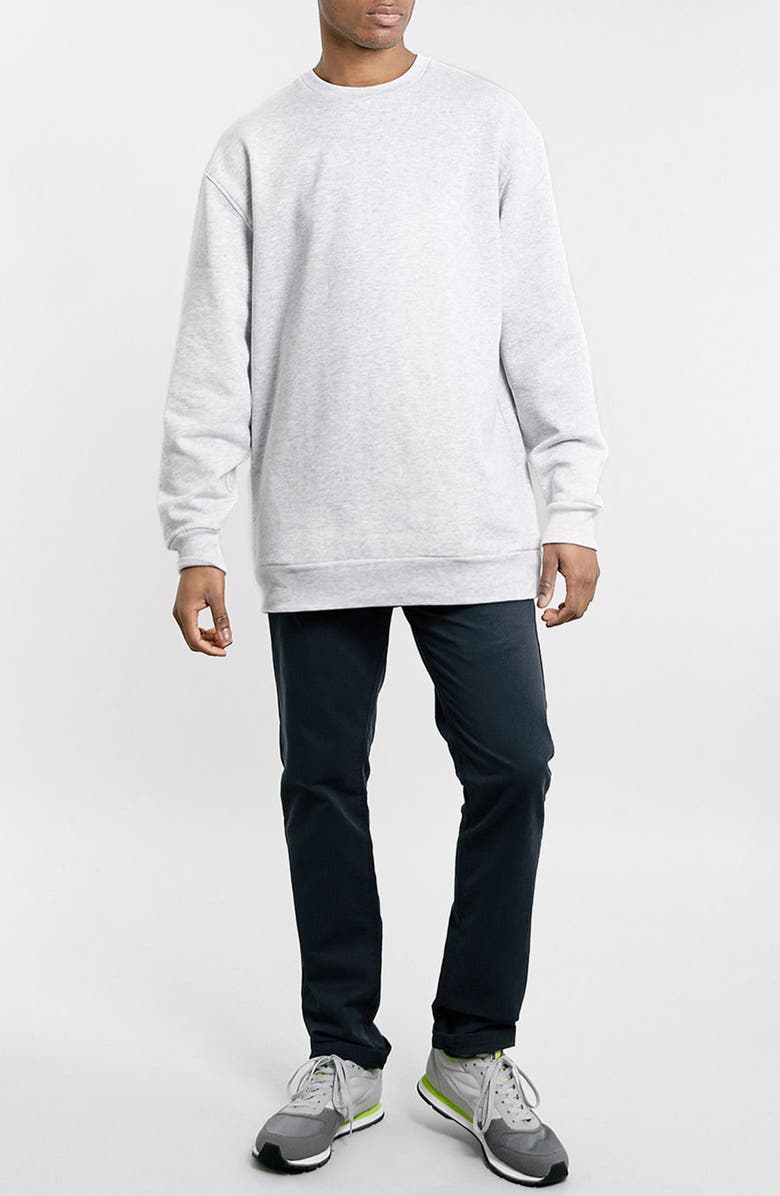 Topman Longline Crewneck Sweatshirt, Alternate, color, 