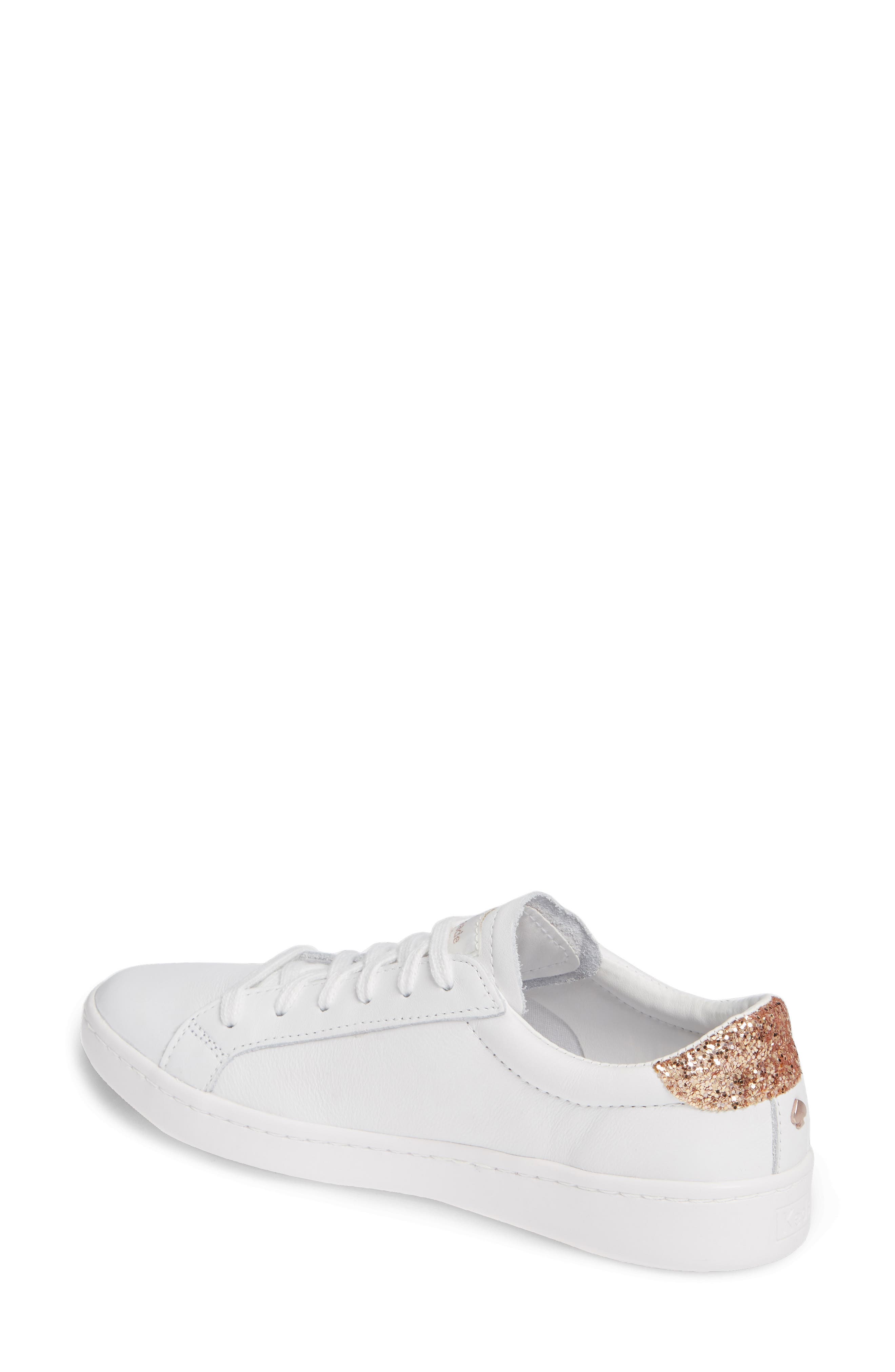 Keds® for kate spade new york ace glitter sneaker, Alternate, color, WHITE/ ROSE GOLD