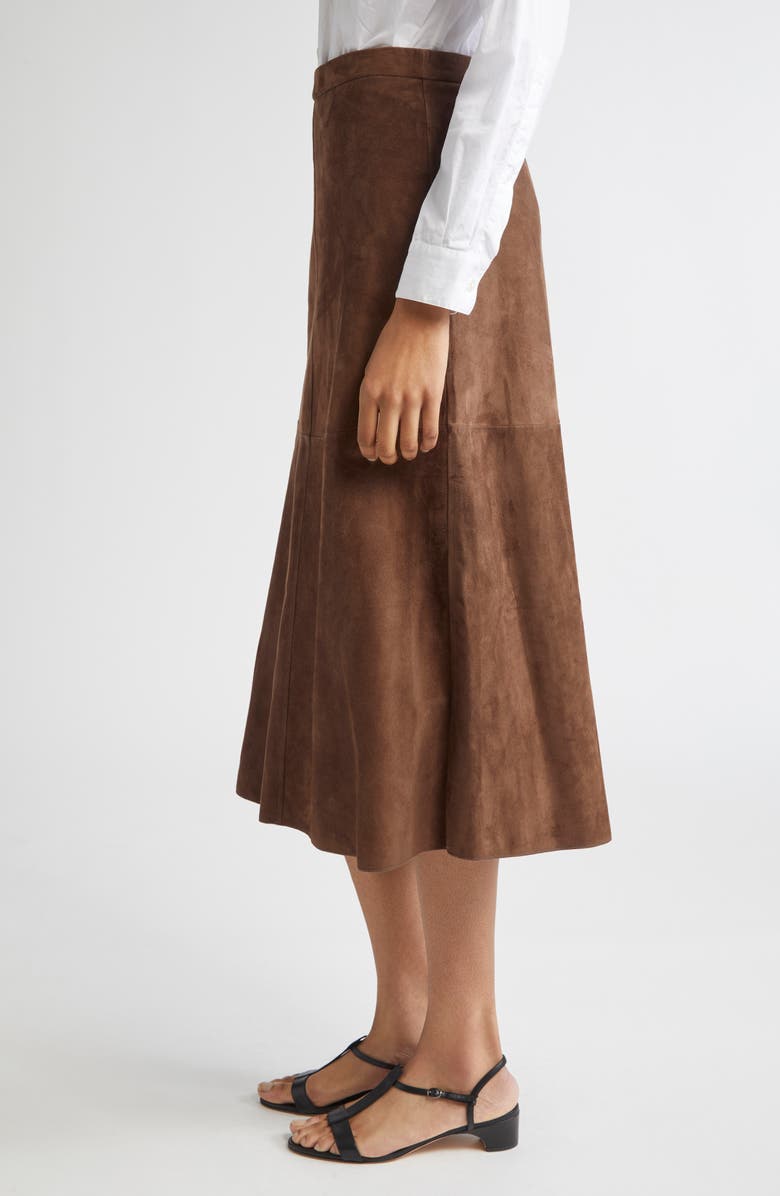 Max Mara Cipria Lambskin Suede Skirt, Alternate, color, Dark Brown