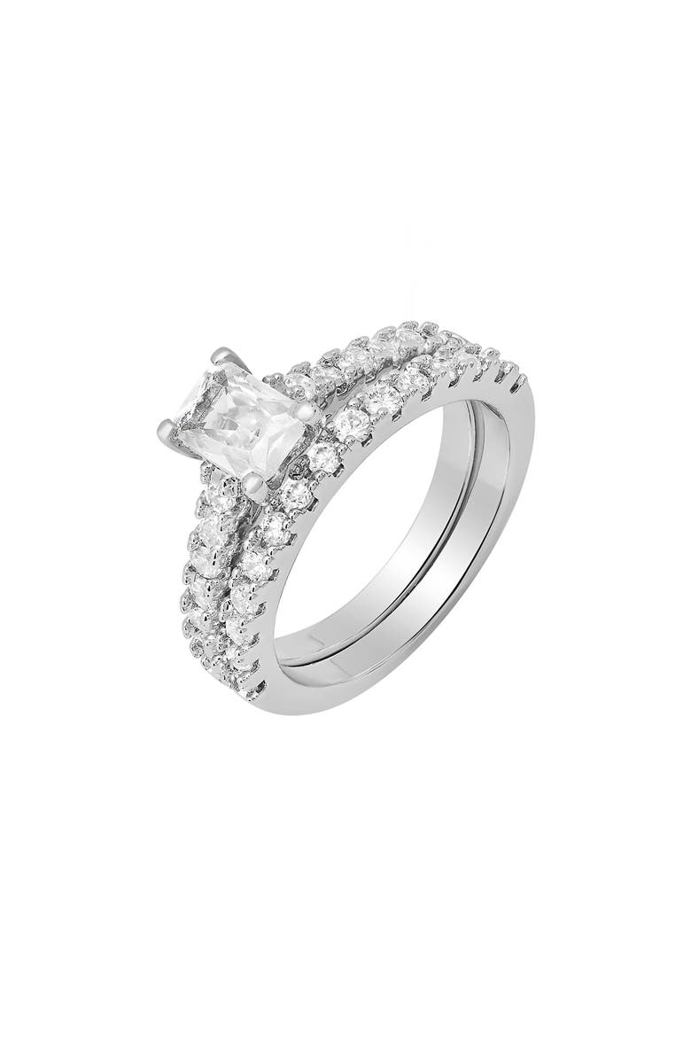 Set of 2 Simulated Diamond Rings, Alternate, color, SILVER