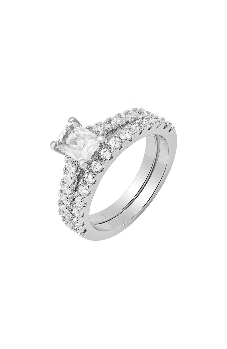 HMY JEWELRY Set of 2 Simulated Diamond Rings, Alternate, color, Silver