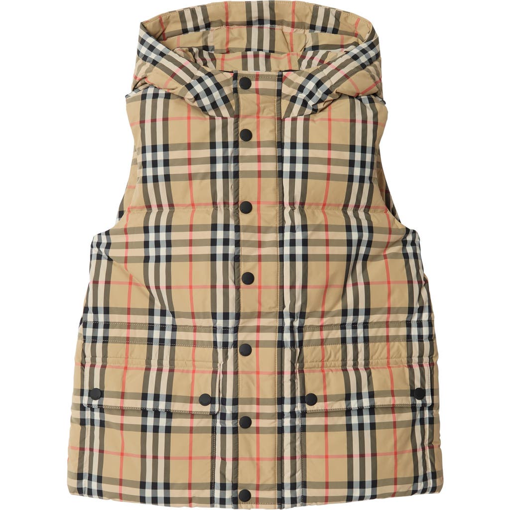 Burberry Check Nylon Puffer Gilet In Neutral