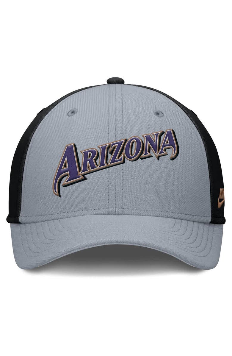Nike Men's Nike Gray/Black Arizona Diamondbacks Rise Swoosh Performance Flex Hat, Alternate, color, Gray