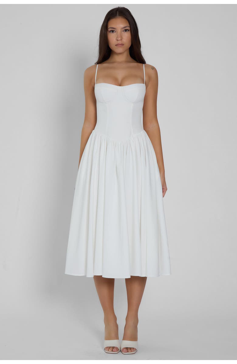 LEAU Ballerina Bustier Midi Dress, Main, color, White