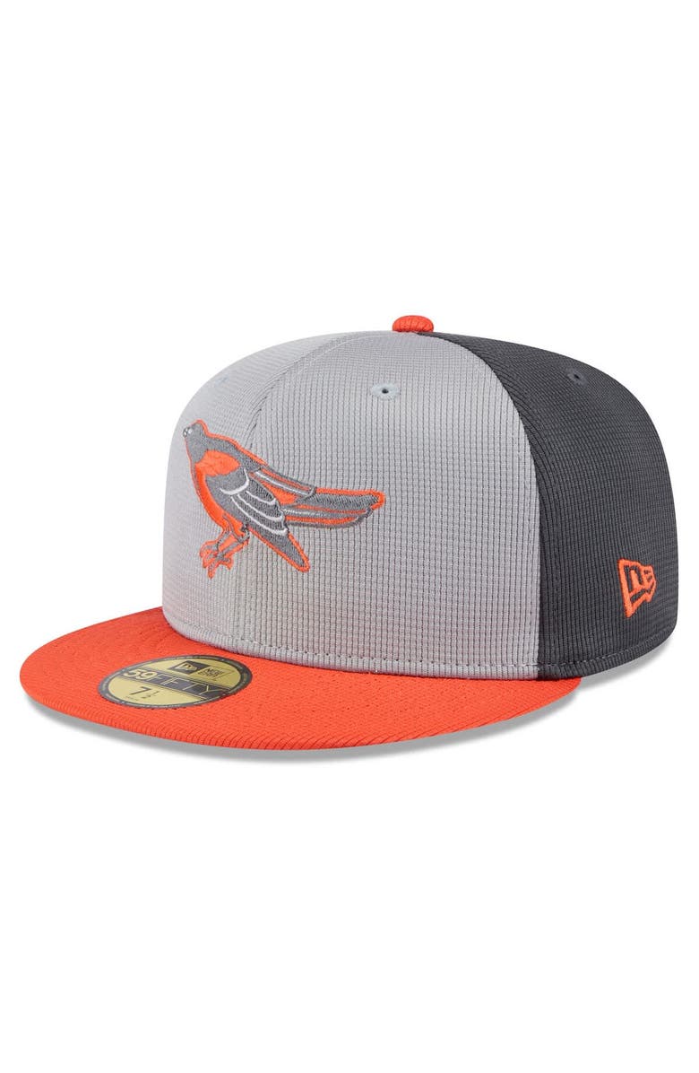 New Era Men's New Era  Gray/Orange Baltimore Orioles 2025 Batting Practice 59FIFTY Fitted Hat, Alternate, color, 
