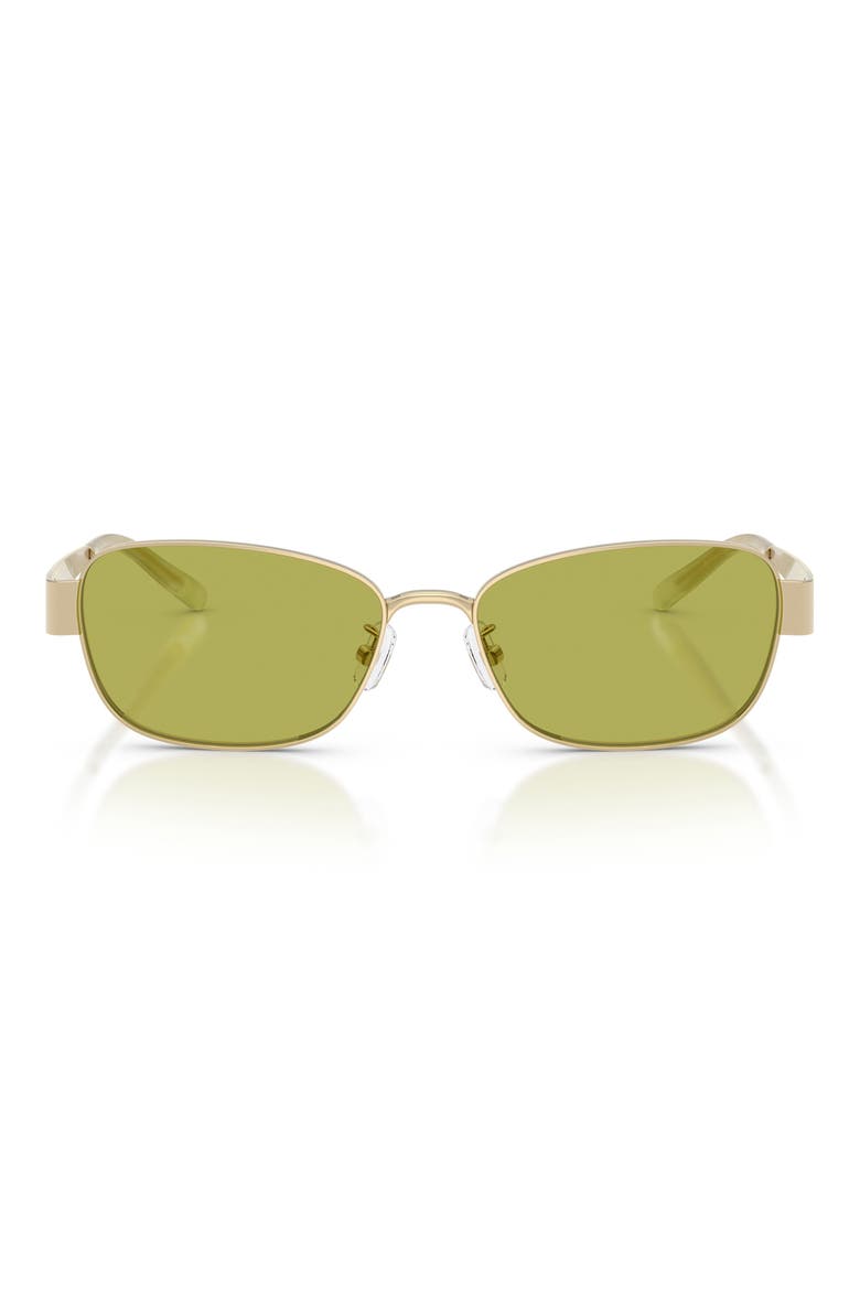55mm Rectangular Sunglasses, Main, color, SHINY LIGHT GOLD / GREEN