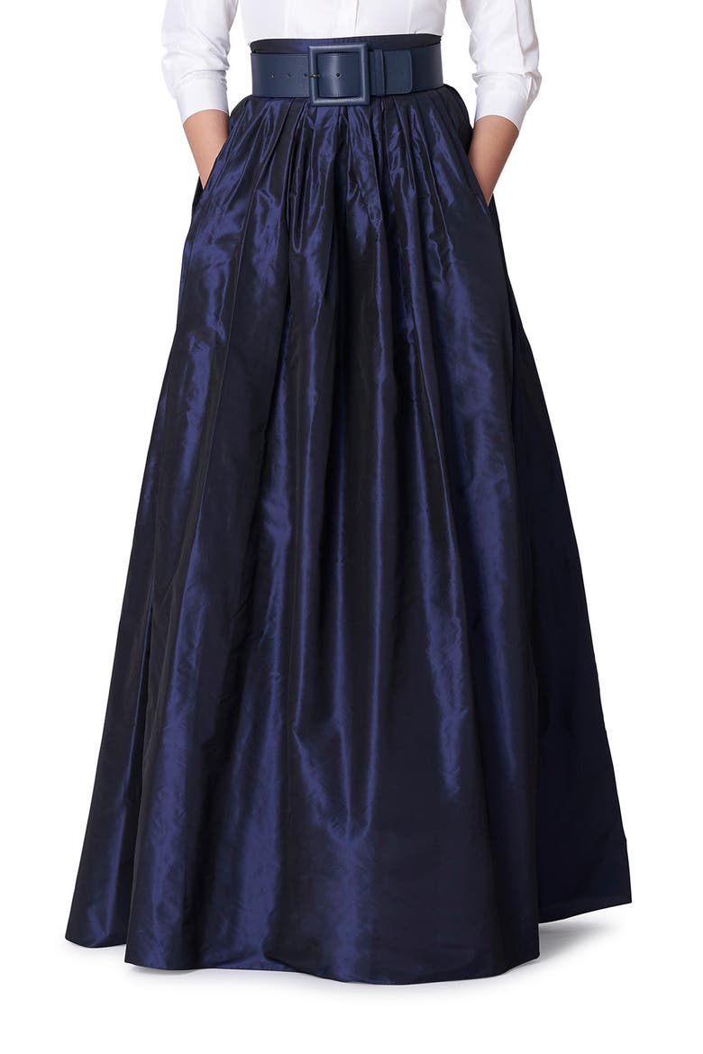 High Waist Silk Ball Skirt, Main, color, MIDNIGHT