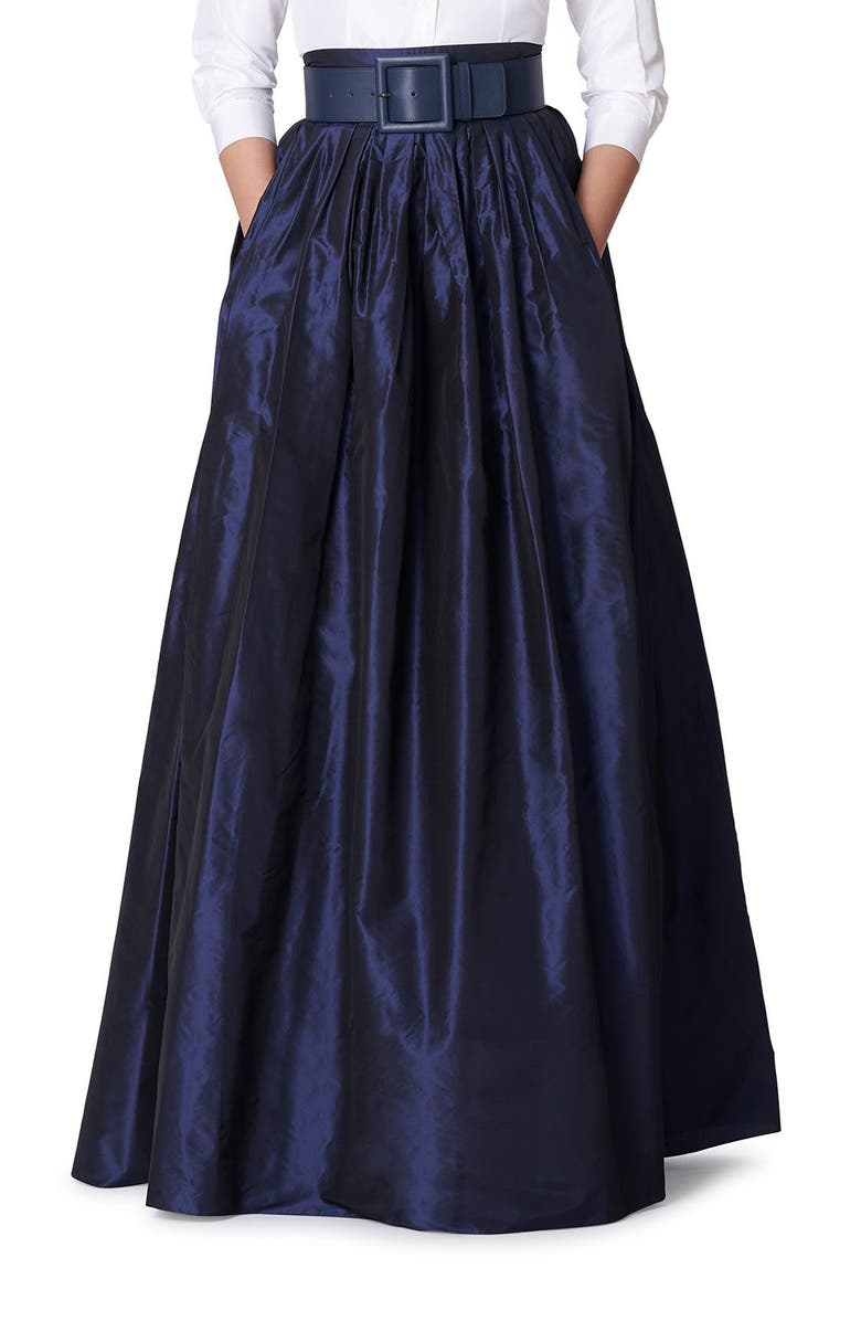 Carolina Herrera High Waist Silk Ball Skirt, Main, color, Midnight