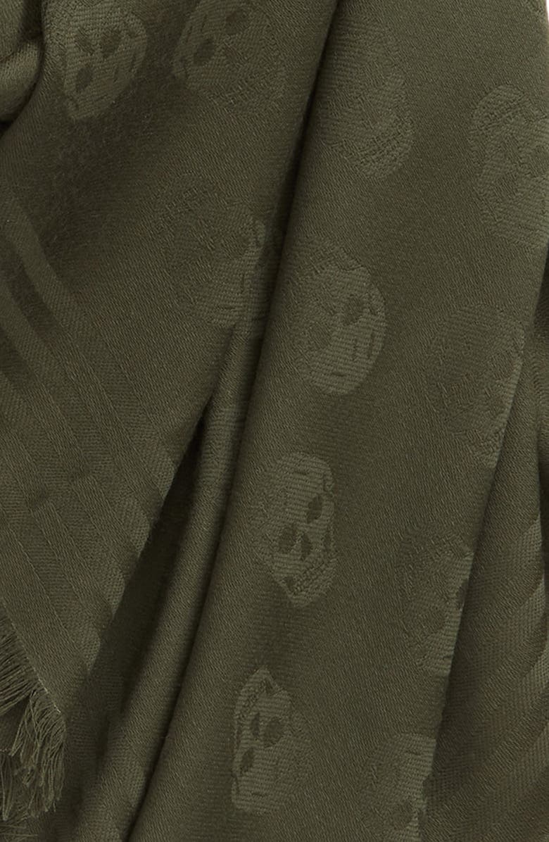McQueen Skull Jacquard Wool Scarf, Alternate, color, 