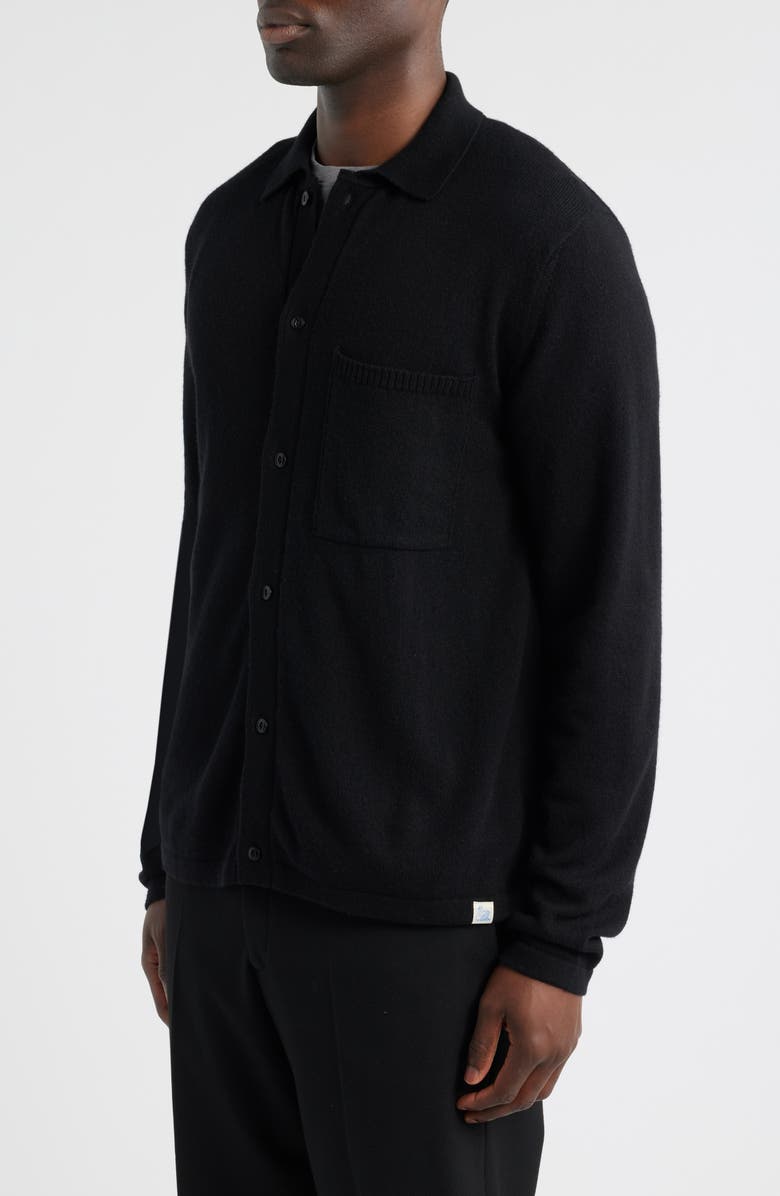 MERZ B SCHWANEN Relaxed Fit Merino Wool, Silk & Cashmere Cardigan, Alternate, color, Deep Black