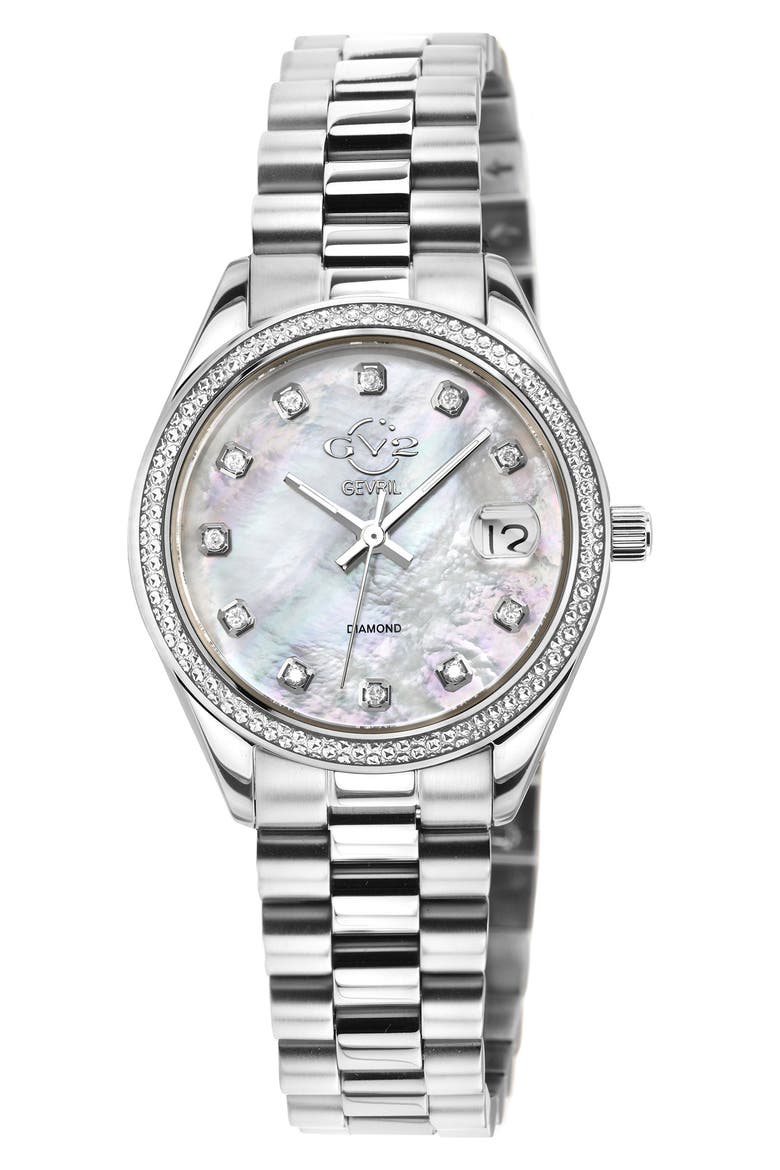 Turin Swiss Diamond Stainless Steel Bracelet Watch, 32mm - 0.15ct., Main, color, SILVER