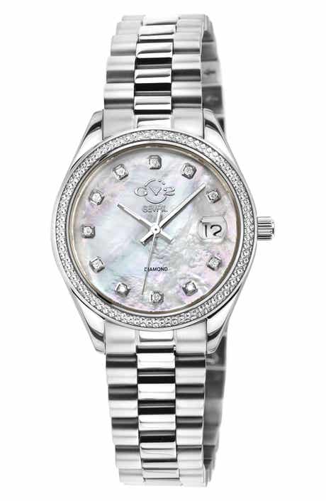 GV2 Turin Swiss Diamond Stainless Steel Bracelet Watch, 32mm - 0.15ct.