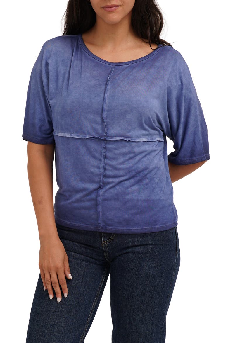 Checkboard Stitch Jersey Top, Main, color, ECLIPSE