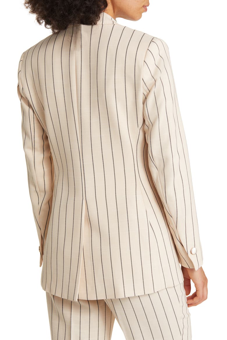 Pinstripe One-Button Blazer, Alternate, color, LIGHT COFFEE/ ANNE BLACK