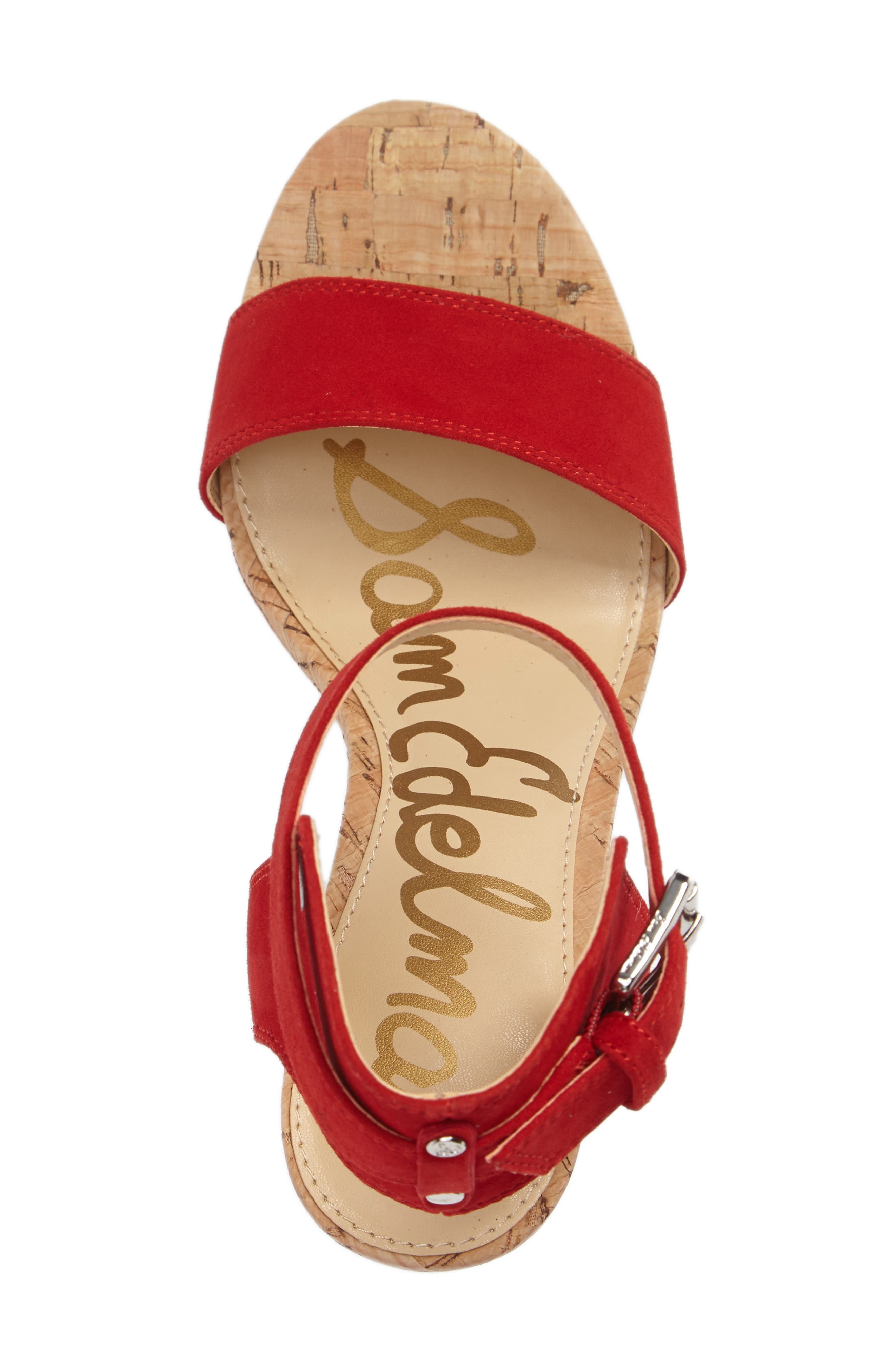 Willow Strappy Wedge Sandal, Alternate, color, PASSION RED SUEDE