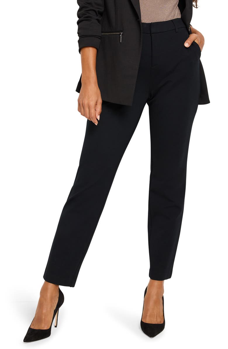 NIC+ZOE Ponte Knit Fly Front Pants, Alternate, color, Black Onyx