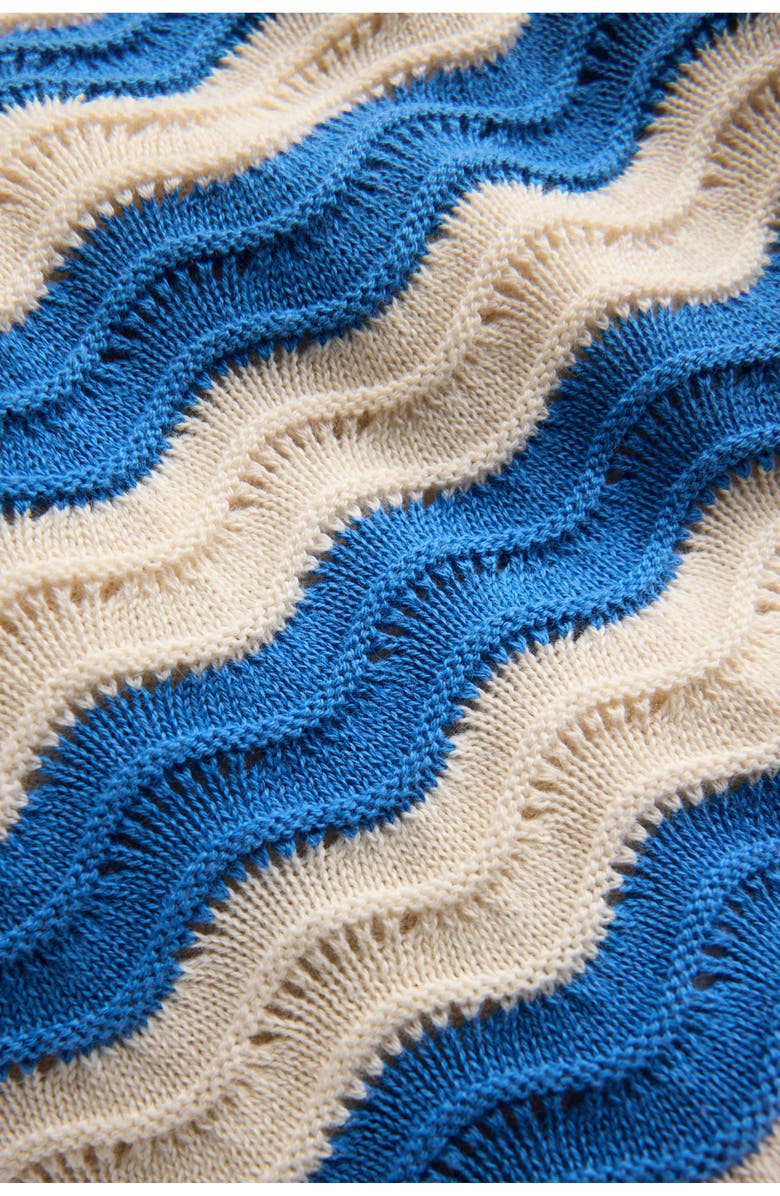 Mini Boden Kids' Leonore Stripe Pointelle Sweater Tank, Alternate, color, Blue/ Ivory Stripe