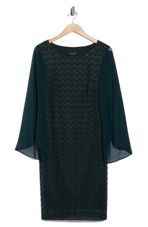 Connected Apparel Cape Sleeve Chevron Dress In Green