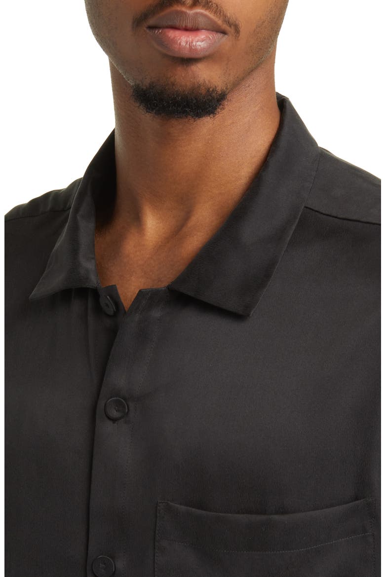 Long Sleeve Washable Silk Pajamas, Alternate, color, IMMERSED BLACK