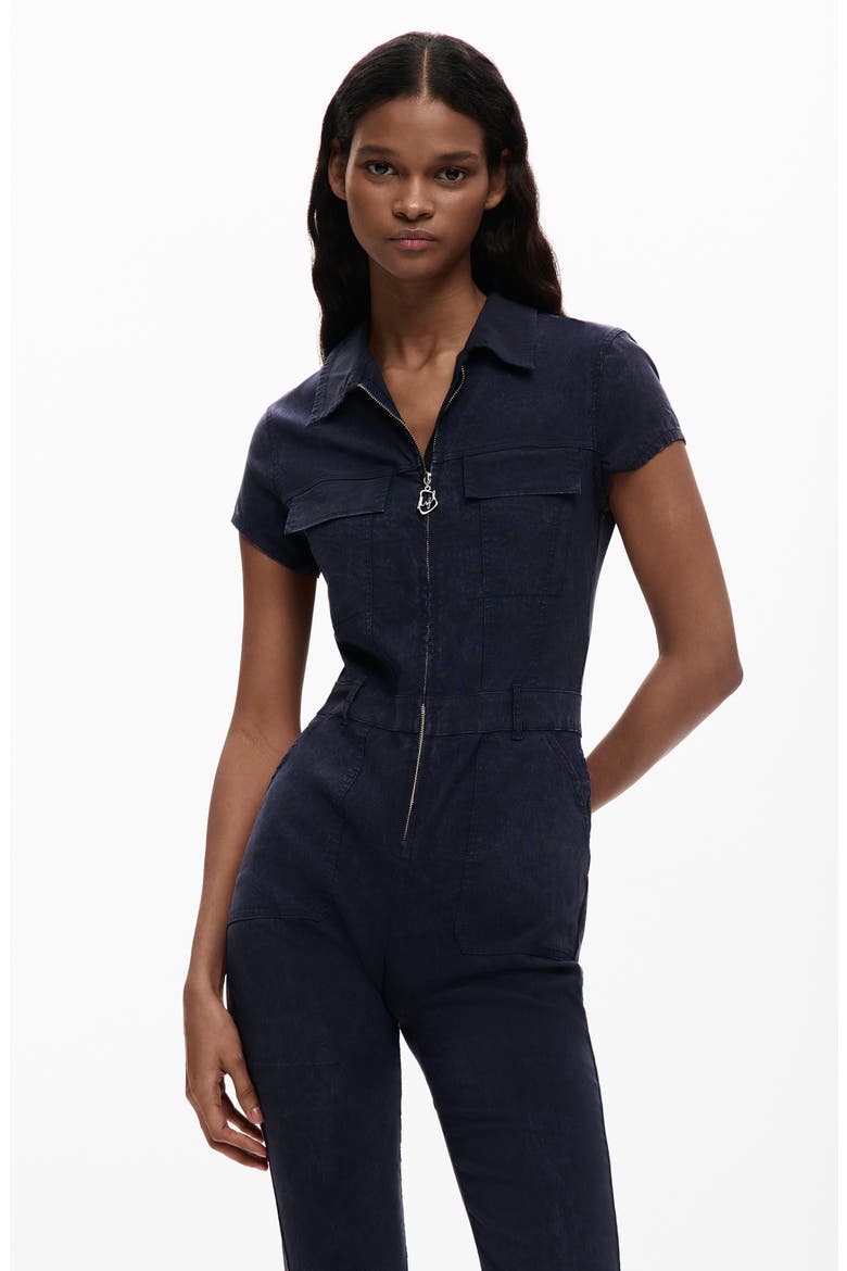 Denim Jumpsuit, Alternate, color, DARK BLUE