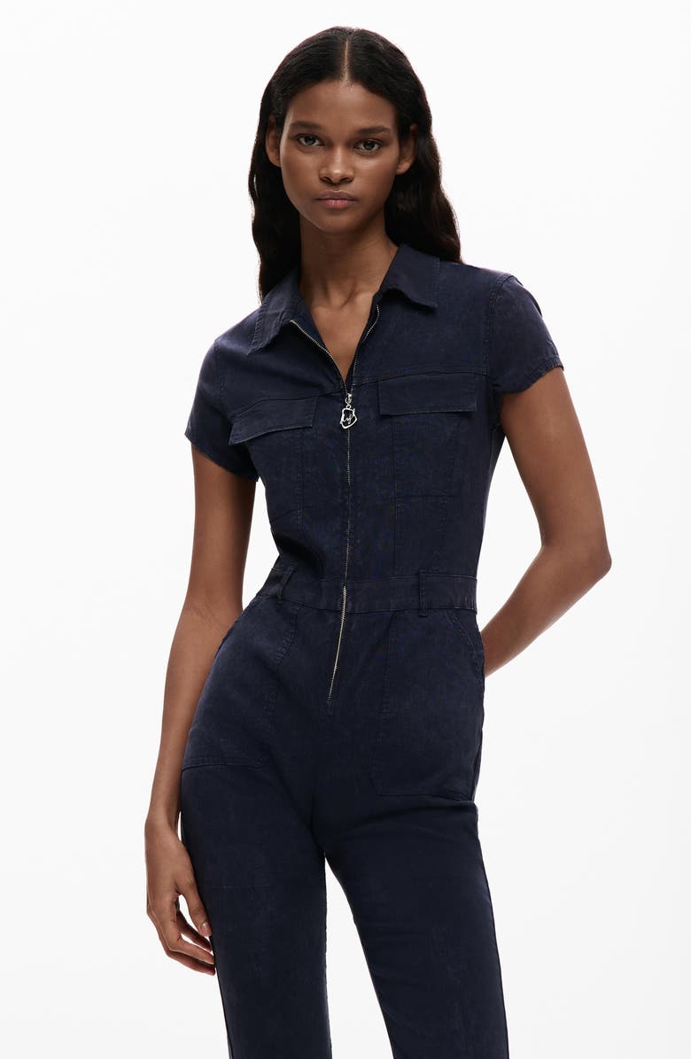 Desigual Denim Jumpsuit, Alternate, color, Dark Blue